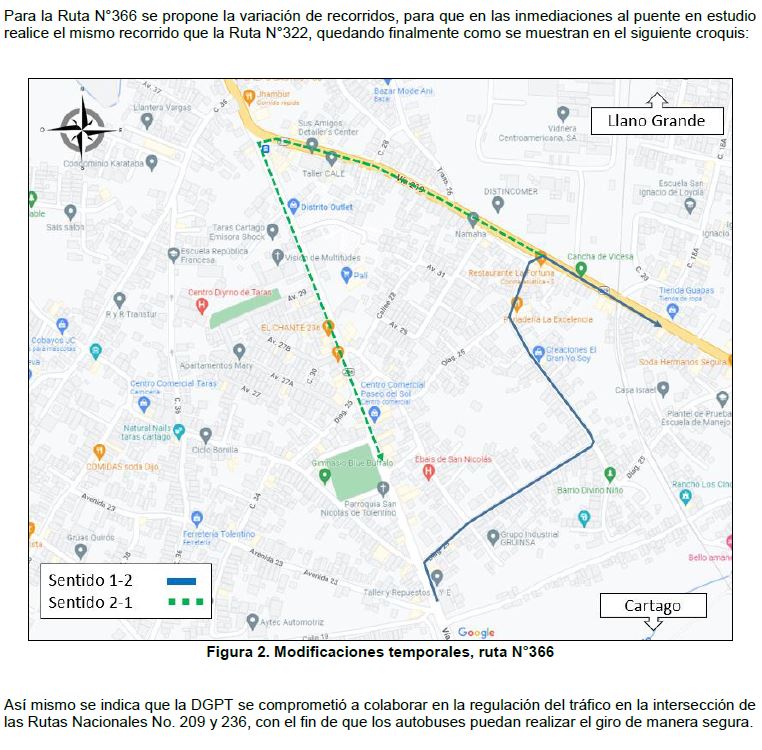 Modificaciones temporales ruta 366